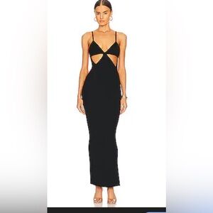 Retrofête Sinclair cutout V-neck long dress in black new size XXL